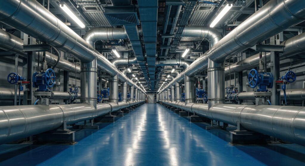 vecteezy industrial piping system with valves and blue floor 71529986 1 scaled